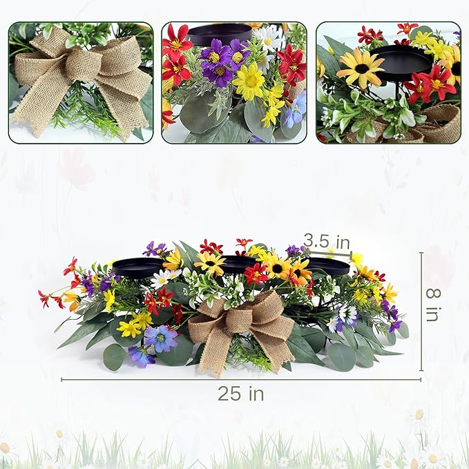 Artificial Wild Flower Candle Holder (Blue)