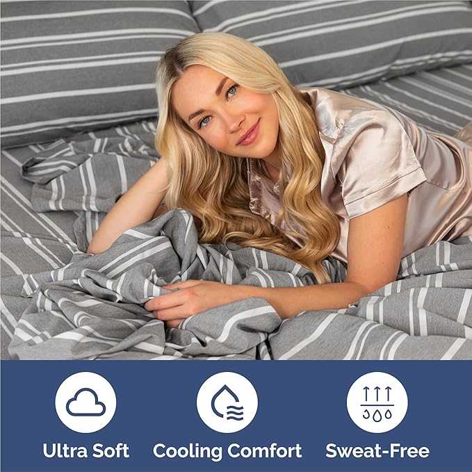 King 6 Piece Sheet Set - Comfy Breathable & Cooling - Soft Hotel Luxury Bedding Set with 8-16 Inch Deep Pockets - 1 Flat & 1 Fitted Sheet & 4 Pillowcases - Wrinkle Free & Easy Care - Grey Stripes 3