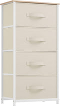 YITAHOME 4-Drawer Fabric Dresser, Dresser for Bedroom, Living Room, Hallway, Closet, Sturdy Steel Frame, Wooden Top, Easy-to-Pull Fabric Bins, Cream White