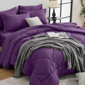 HEVUMYI Grape Purple Full Comforter Set - 7-Piece All Season Bed in a Bag Full, Ultra Soft Bedding Set with Comforter, Flat Sheet, Fitted Sheet, Pillowcases, Pillow Shams
