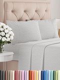 Twin XL 4 Piece Sheet Set - Comfy Breathable & Cooling - Soft Hotel Luxury Bedding Set with 8-16 Inch Deep Pockets - 1 Flat & 1 Fitted Sheet & 2 Pillowcases - Wrinkle Free & Easy Care - Grey Stripes 2