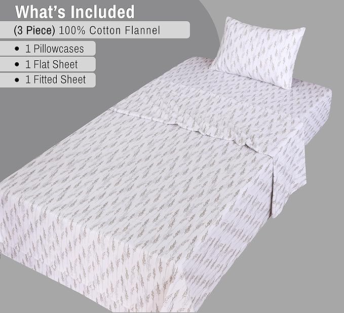 RUVANTI Flannel Sheets Twin Size - 100% Cotton Double Brushed Twin Sheets Set, Deep Pockets 16 Inches, All Seasons Breathable & Extra Soft Bed Sheets, Warm & Cozy, 3 Piece, Dried Straw