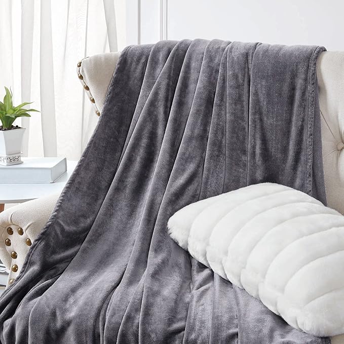 Walensee Fleece Blanket Plush Throw Fuzzy Lightweight (King Size 108x90 Dark Grey) Super Soft Microfiber Flannel Blankets for Couch, Bed, Sofa Ultra Luxurious Warm and Cozy for All Seasons
