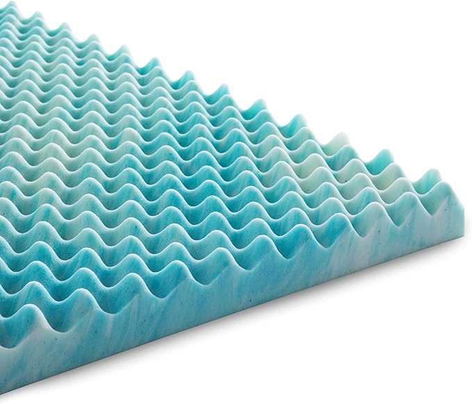 Linenspa 2 Inch Convoluted Gel Swirl Memory Foam Mattress Topper - Promotes Airflow - Relieves Pressure Points - Full