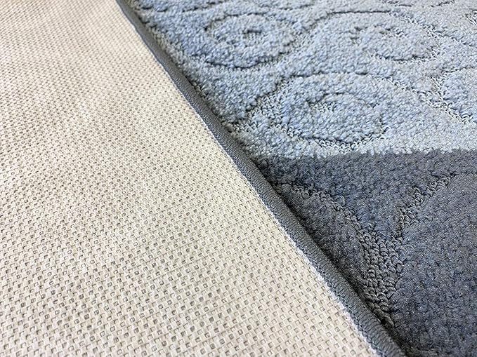 Custom Size Modern Runner Rug Carpet for Hallway Entryway Foyer Kitchen, Slip Resistant Latex Rubber Backed 31 inch Wide X Customized Length, Scroll Grey, 31 inch X 10 feet