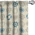 Ambesonne Compass Window Curtains, Marine Themed Doodle Art Vintage Inspirations Traveling Exploration Cruise Pattern, Lightweight Decor 2-Panel Set with Rod Pocket, Pair of - 28" x 95", Beige Teal