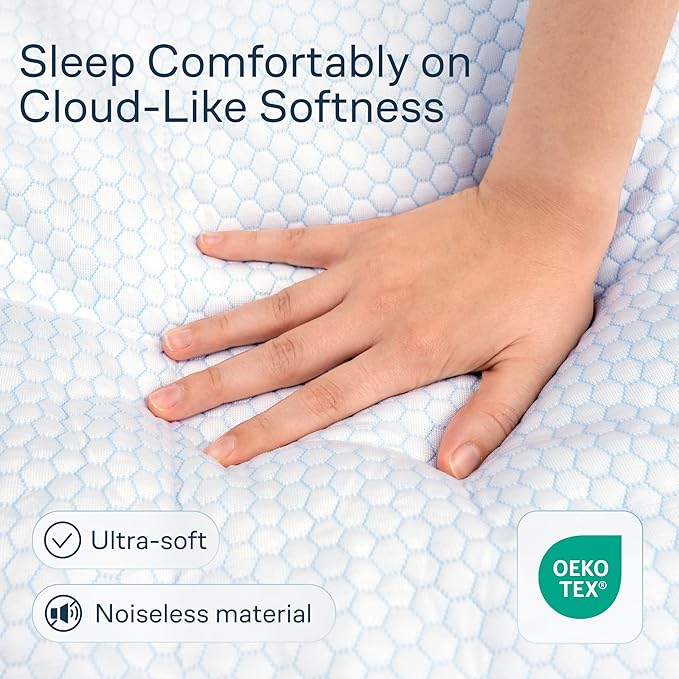 Niagara Cooling Twin Mattress Topper - Pillow Top Mattress Cover Quilted Fitted Cooling Topper for Back Pain Deep Pocket Fits 20 Inches (39x75 Inches)
