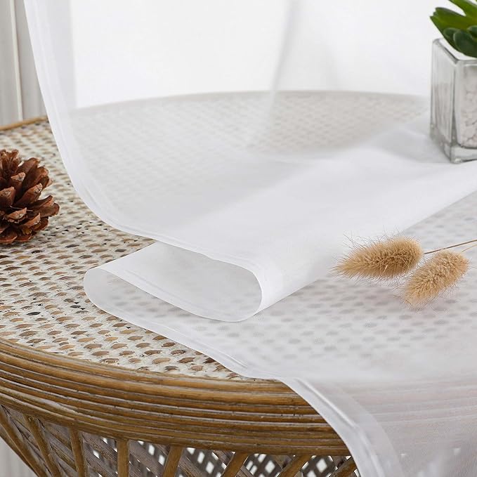 Chyhomenyc White Sheer Curtains 108 Inch Length 2 Panels Set, Extra Long Light Filtering Solid Voile Window Drapes for Living Room Party Ceremony, 42Wx108L, 9FT Length, Set of 2, White