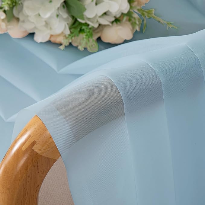 Chyhomenyc Light Blue Sheer Curtains 72 Inch Length 2 Panels, Light Filtering Soft Airy Rod Pocket Voile Window Curtain Drapes for French Door Bedroom Living Room, Each 42Wx72L Inches, Sky Blue