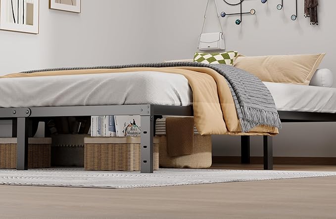 Metal Bed Frame Queen Size - 12 Inch Heavy-Duty Queen Platform Bed Frame No Box Spring Needed, Easy Assembly, Noise-Free, Sturdy Mattress Foundation, Underbed Storage Space
