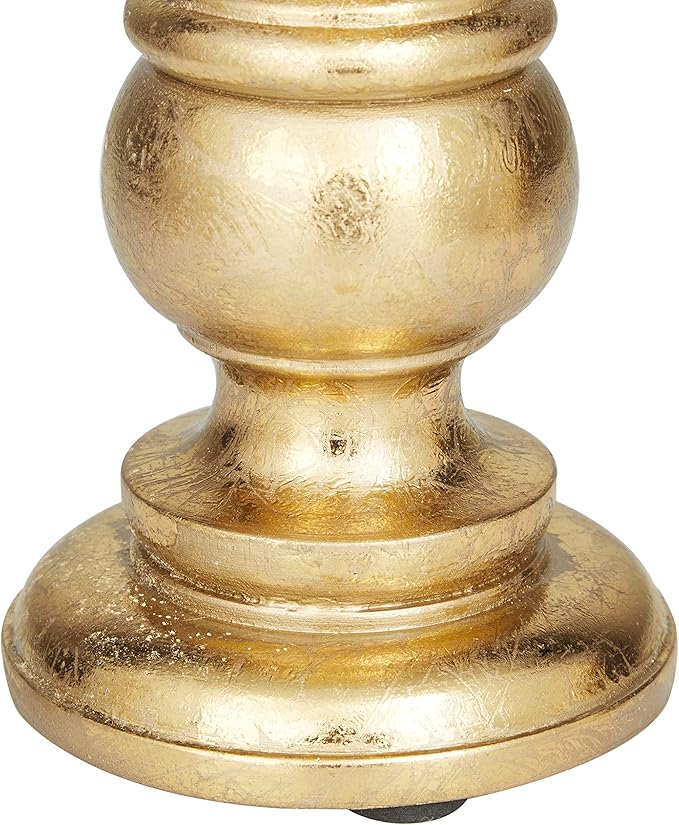 Deco 79 Mango Wood Decorative Candle Holder Turned Style Pillar Candle Stand, Set of 3 Candlestick Holder 10", 8", 6"H, Gold
