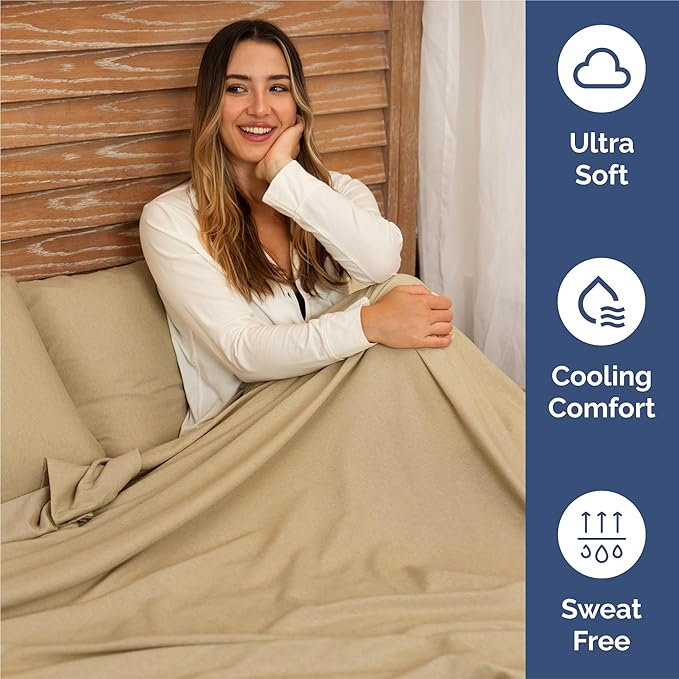 King 6 Piece Sheet Set - Comfy Breathable & Cooling - Ultra Soft Hotel Luxury Bedding Set w/ 8-16 Inch Deep Pockets - 1 Flat & 1 Fitted Sheet & 4 Pillowcases - Wrinkle Free & Easy Care - Heathered Tan