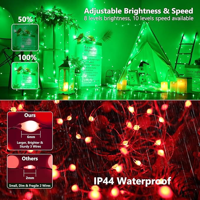 BrizLabs Color Changing Fairy Lights - 33ft 100 LED Christmas Fairy Lights with Remote, Rainbow Xmas Tree Light with Timer, RGB Halloween Light Music Sync Twinkle Light for Xmas Halloween Party Home
