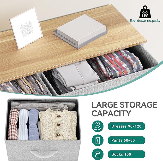 YITAHOME Dresser for Bedroom, Fabric Dresser with 8 Drawers, Storage Tower Unit, Chest of Drawers for Living Room, Hallway, Closets