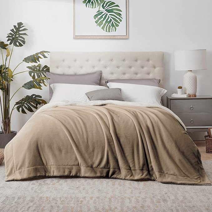 Walensee Sherpa Fleece Blanket (Throw Size 50”x60” Camel) Plush Throw Fuzzy Super Soft Reversible Microfiber Flannel Blankets for Couch, Bed, Sofa Ultra Luxurious Warm and Cozy for All Seasons
