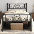 Yaheetech Twin Bed Frames Metal Platform Bed with Headboard and Footboard No Box Spring Needed Easy Assembly,Under-Bed Space: 12.6''/Black/Twin Bed