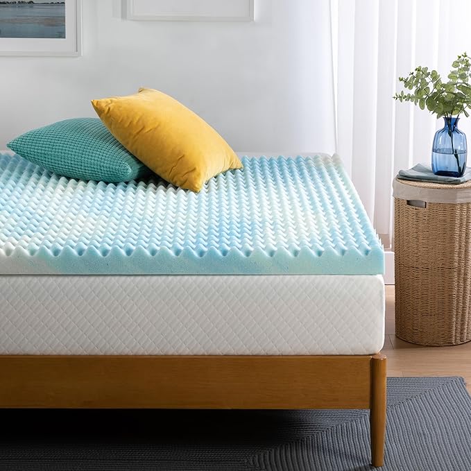 ZINUS 3 Inch Swirl Gel Cooling Memory Foam Mattress Topper, Smaller, More Convenient WonderBox Packaging, Cooling, Airflow Design, CertiPUR-US Certified, King