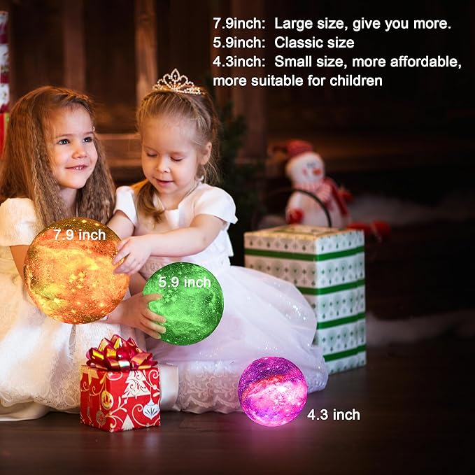5.9 inch Moon Lamp Kids Night Light Galaxy Lamp Rechargeable Battery Touch & Remote Control 16 Colors LED Moon Light as Birthday Gifts for Boys/Girls/Kids