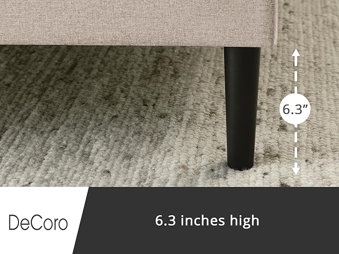 Decoro Mornington Upholstered 2.0 Platform Bed, Button-Tufted Fabric Headboard and Metal Frame with Wood Slat Support, Linen, King