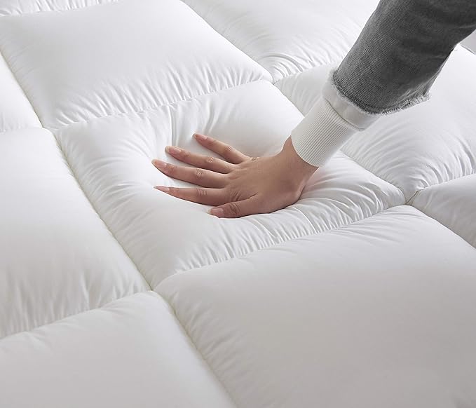 COMFORT BOOST™ Extra Thick, Cooling Mattress Topper — Pillowtop, Down Alternative Mattress Pad with Deep Pockets (8-21" Depth) Fits All Mattress Sizes, Helps Ease Back Pain & Protects — TwinXL