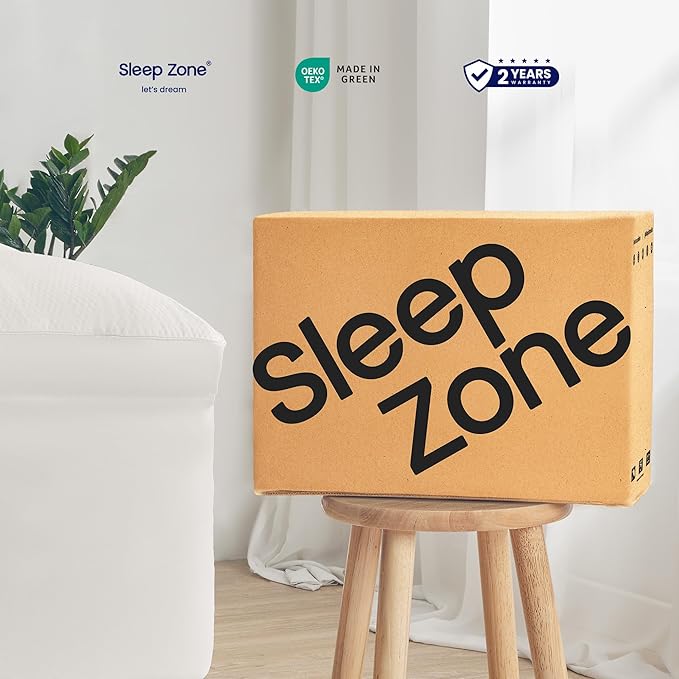 SLEEP ZONE Mattress Topper King Size, Extra Thick Fitted Mattress Pad for Back Pain, Plush and Support Mattress Cover, Deep Pockets Mattress Protector, Hotel Quality (White, King)