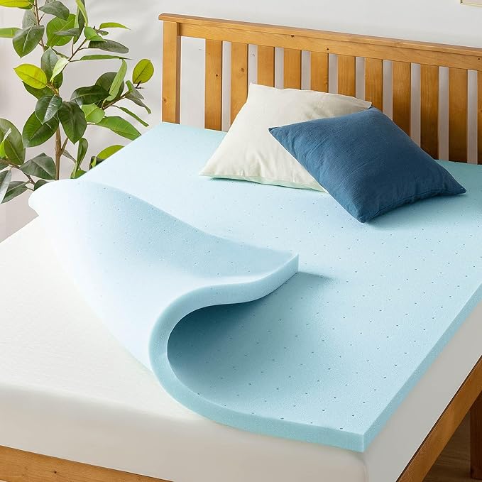 Best Price Mattress 1.5 Inch Ventilated Memory Foam Mattress Topper, Cooling Gel Infusion, CertiPUR-US Certified, Dorm Essentials, Twin XL