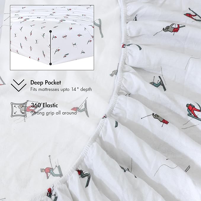 RUVANTI Flannel Sheets California King Size - 100% Cotton Brushed Cal King Bed Sheets Set - Deep Pockets 14 Inches - All Seasons Breathable & Extra Soft - Warm & Cozy, 4 Piece, Flurry Friends