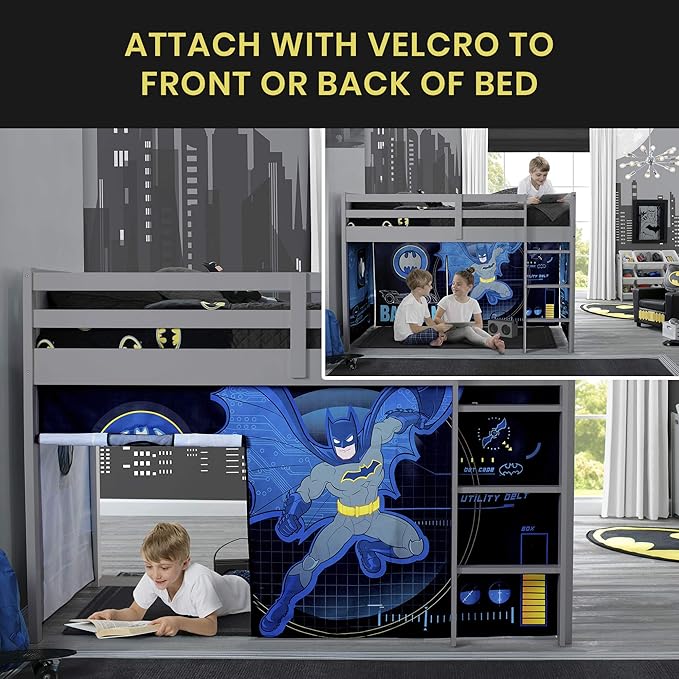 Batman Loft Bed Tent - Curtain Set for Low Twin Loft (Bed Sold Separately) by Delta Children (Pack of 10)