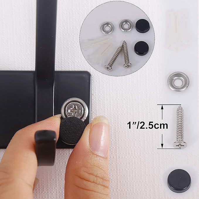 WEBI Coat Rack Wall Mounted,8 Hooks for Hanging Coats,Hook Rack Hook Rail Coat Hanger Wall Mount for Backpack,Clothes,Jacket,Black,2 Packs