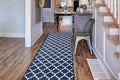 Custom Size Cut to Length Moroccan Trellis Design Runner Rug Mat For Wide Long Hallways with Non-Slip Rubber Backing, Better Traction for Pets, Prevent Slippage, Trellis Navy Blue, 31 inch X 11 feet