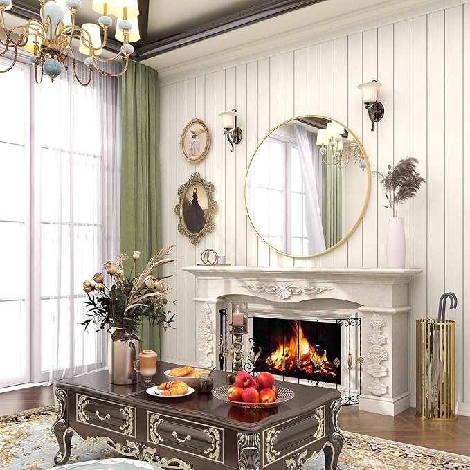 BEAUTYPEAK 20 Inch Round Mirror, Metal Frame Circle Mirror, Wall Mounted for Entryway, Bathroom, Vanity, Living Room, Gold
