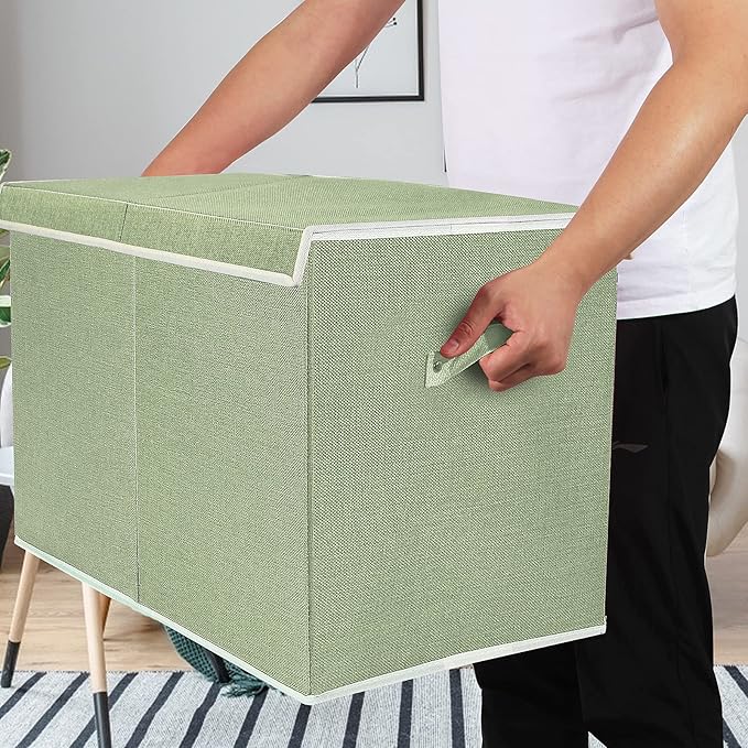 popoly Large Toy Box Chest with Lid, Collapsible Sturdy Toy Bin Storage Organizer Boxes Baskets for Kids, Boys, Girls, Nursery, Playroom, 25"x13" x16"