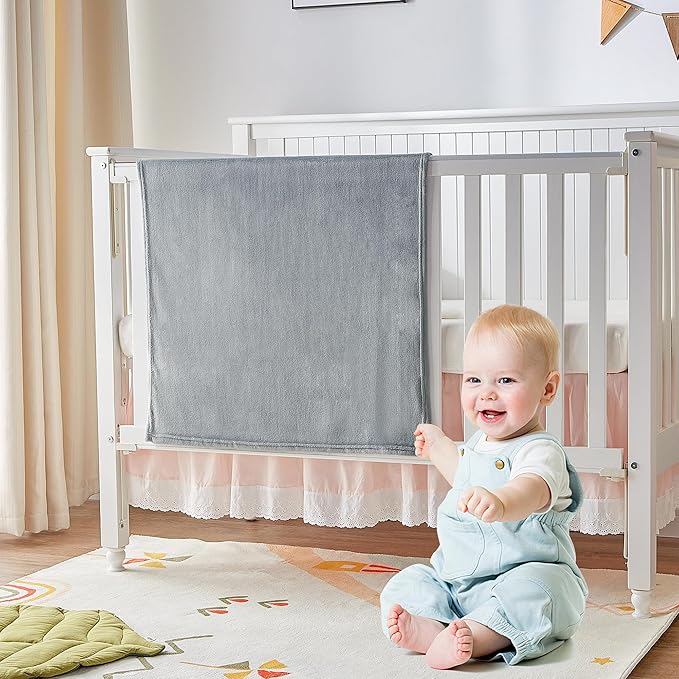BEDELITE Baby Blankets for Boys and Girls 30" x 40", Soft Cozy Fuzzy Fleece Blanket for Kids Infant Newborn, Warm and Breathable Toddler Blanket for Crib Stroller Bed Travel, Grey
