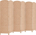 Rose Home Fashion 6 ft Tall Room Divider, Room Dividers and Folding Privacy Screens, 15.7in Privacy Screen 6 Panel Partition Temporary Wall Separation for Private, Natural