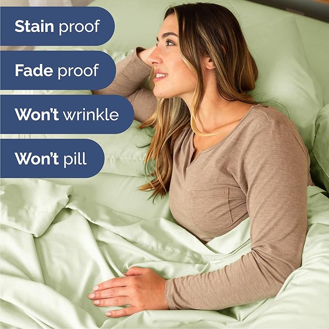 Cal King 6 Piece Sheet Set - Comfy Breathable & Cooling - Soft Hotel Luxury Bedding Set with 8-16 Inch Deep Pockets - 1 Flat & 1 Fitted Sheet & 4 Pillowcases - Wrinkle Free & Easy Care - Light Sage