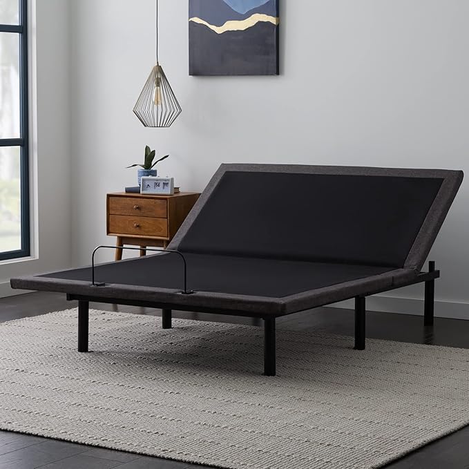Lucid L600 Adjustable Bed Base Frame - Full Size - Zero Gravity - Bluetooth - Companion App - Head and Foot Incline - Interactive Dual Massage - Under Bed Lighting - Wireless Remote - Dual USB Ports