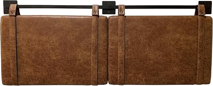 Nathan James Harlow Modern Wall Mount Hanging Headboard, King, Brown Faux Leather