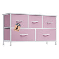 DWVO Dresser for Room with 5 Drawers - Fabric Storage Tower, Long Fabric Dresser, Organizer Unit for Closet, Hallway