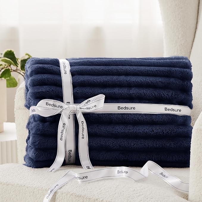 Bedsure GentleSoft Blue Fleece Blanket for Couch - Cozy Soft Blankets for Women, Cute Small Throws for Girls, 108x90 Inches