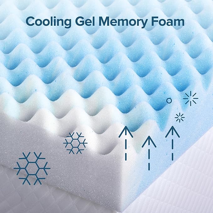 ZINUS 4 Inch Swirl Gel Cooling Memory Foam Mattress Topper, Smaller, More Convenient WonderBox Packaging, Cooling, Airflow Design, CertiPUR-US Certified, Full