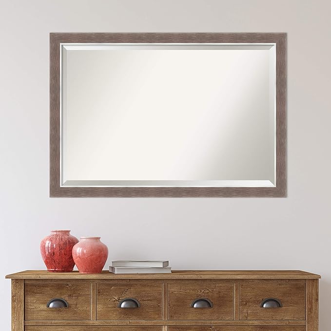 Amanti Art Brown Bathroom Mirror for Over Sink, 27x39 Noble Mocha Rectangle Vanity Mirror, Large Casual Frame, Hangs Horizonally and Vertically, Bathroom Wall Decor, Beveled Edge
