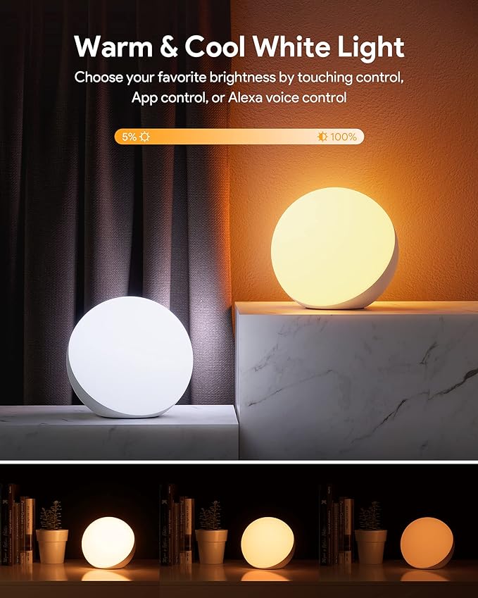 Hifree Smart Table Lamp, Dimmable Desk Lamp with App/Voice Control, LED RGB Color Changing Touch Lamp, Night Light for Bedroom Compatible with Alexa
