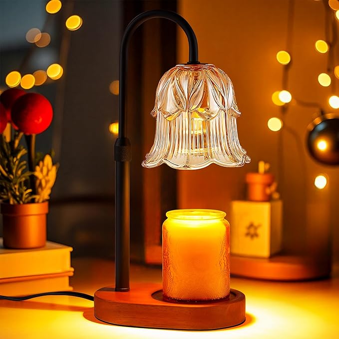 Candle Warmer Lamp Adjustable Timer Electric－Amber Flower Shaped Melting Wax Lamp