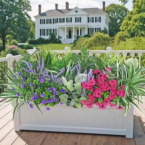 20 Bundles Artificial Plants Outdoor Fake Flowers UV Resistant Faux Greenery Stems Fake Ferns Shrubs Plastic Plants for Garden Patio Porch Yard Window Box Home Decor (Lavender Flower, 20PCS)