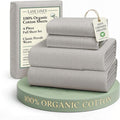 LANE LINEN Printed 100% Organic Cotton Bed Sheets Full Size, Fully Elasticized Reinforsed Seams in Fitted Pocket, Machine Washable Naturally Cooling Full Sheet Deep Pocket Bedding- Snowdrop