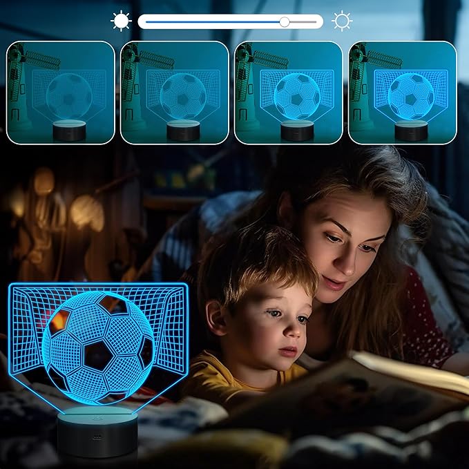 Attivolife 3D Illusion Soccer Night Light, Hologram Lamp with 16 Colors Changing & Remote Control & Dimmable, Cool Sports Theme Room Decor Birthday Christmas Gifts for Sport Lover Kid Teen Boy Men