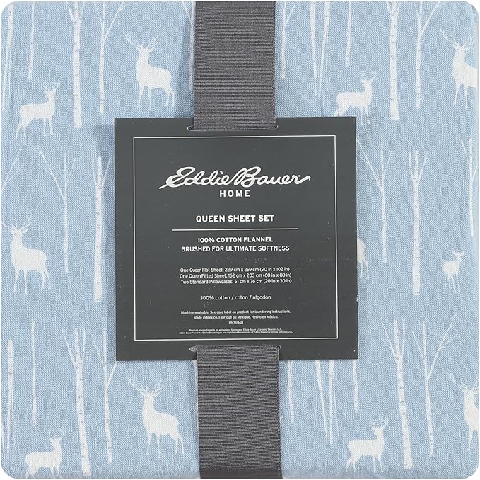 Eddie Bauer - Full Sheets, Cotton Flannel Bedding Set, Brushed For Extra Softness, Cozy Home Decor (Birch Forest, Full)