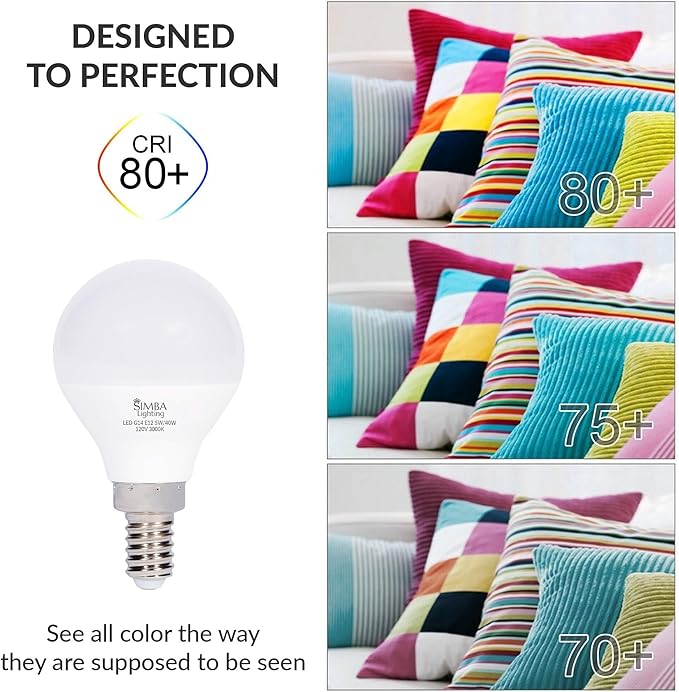 Simba Lighting LED Candelabra E12 Base G14 Small Globe 5W 40W Replacement Light Bulb (6 Pack) for Ceiling Fan, Chandelier, Vanity, Round A15 Frosted White Cover, Non-Dimmable, 3000K Soft White