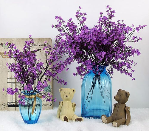 20pcs Babys Breath Artificial Flowers Gypsophila Bouquet Bulk Fake Spring Silk Small Flowers Real Touch Faux Floral for Home Bedroom Kitchen Garden Wedding Christmas Party DIY Decor (Purple)
