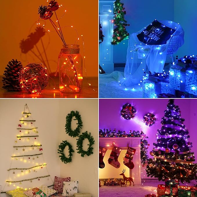 33ft 100LED Fairy Lights Battery Operated, 2 Pack 16.5ft 16 Color Changing String Lights with Remote Timer, RGB Waterproof Twinkle Lights for Indoor Outdoor Room Garden Yard Gift Party Christmas Decor